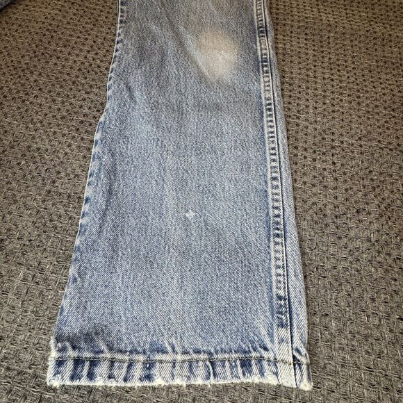 WRANGLER Authentic Jeans Regular Light Wash Straight Distressed 35x30 Fit 32x29 - Picture 2 of 10